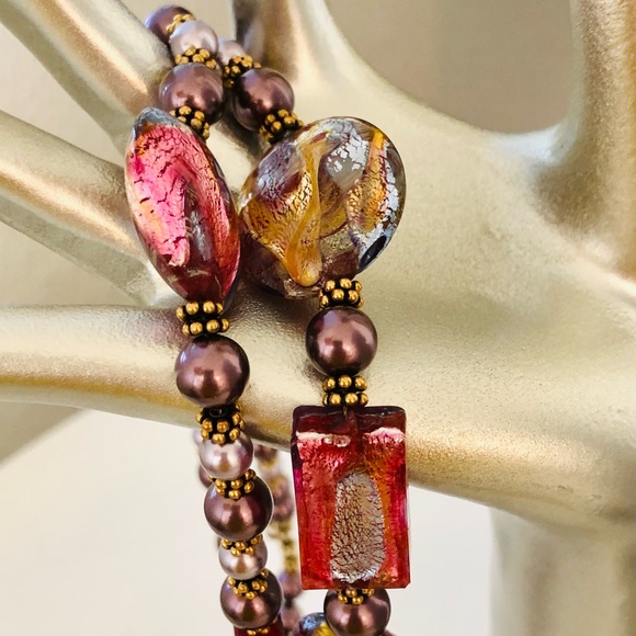 Vintage Beautiful Art Glass 925 NECKLACE - Picture 11 of 17